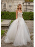 Beaded Lace Mini Wedding Dress With Tulle Skirt